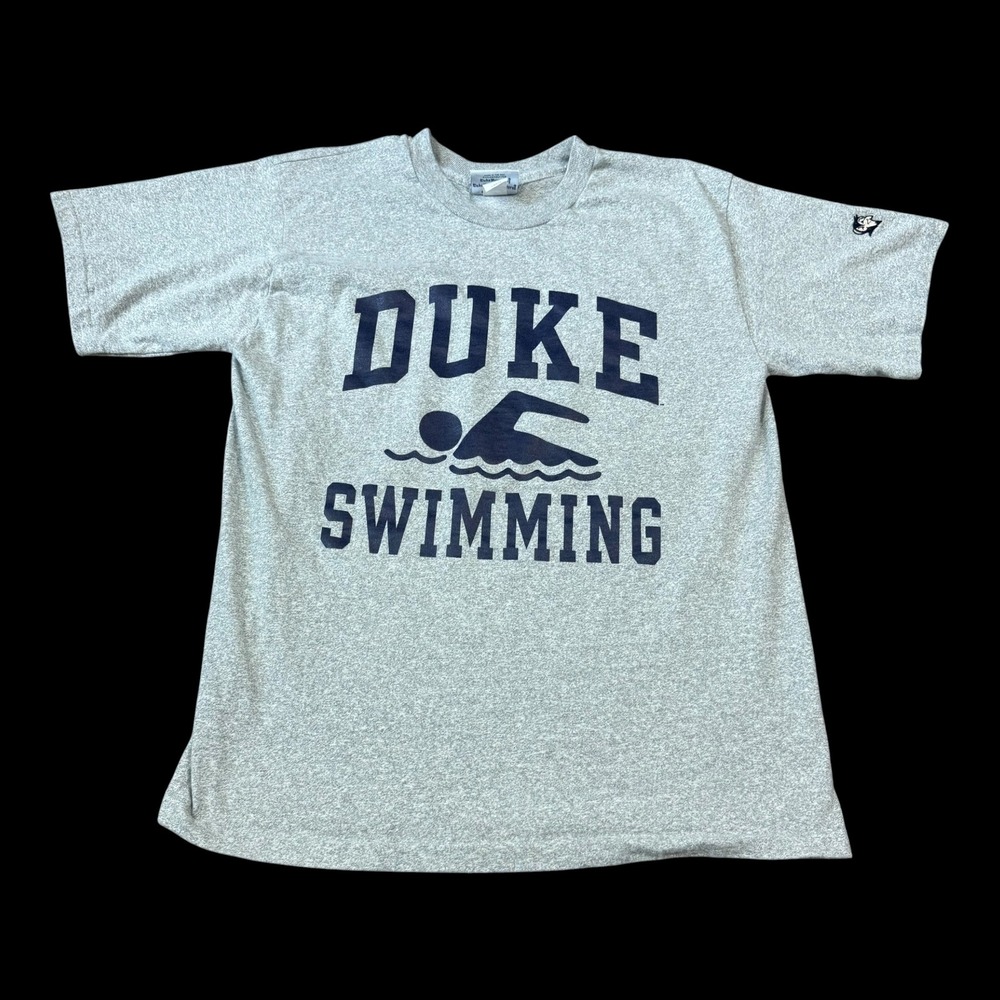 Vintage 90s Duke University Swimming Single Stitch Gray Shirt Men's‎ Large